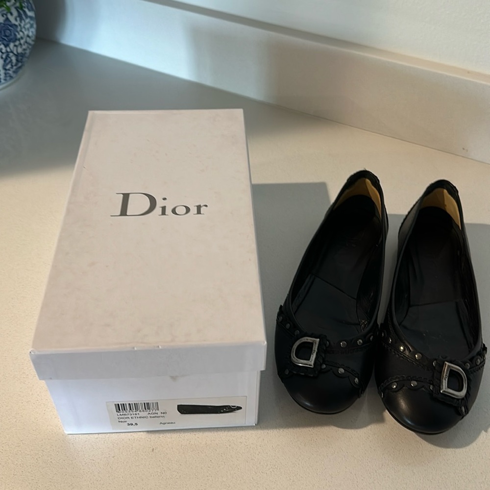 Vintage DIOR ETHNIC BALLERINA COLOT NOIR SIZE 39.5